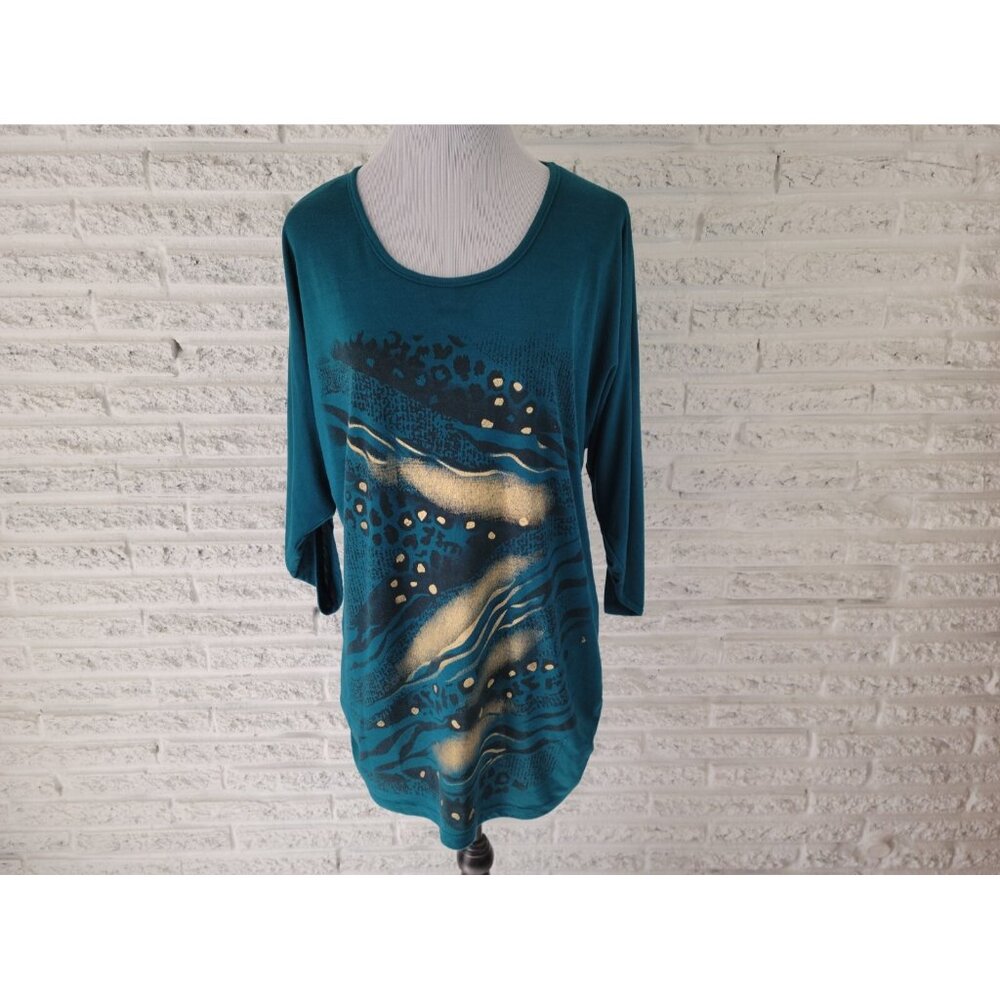 Erica Brooke Women's 22 Plus Size Tunic Top Blouse Blue Geometric GEO104E